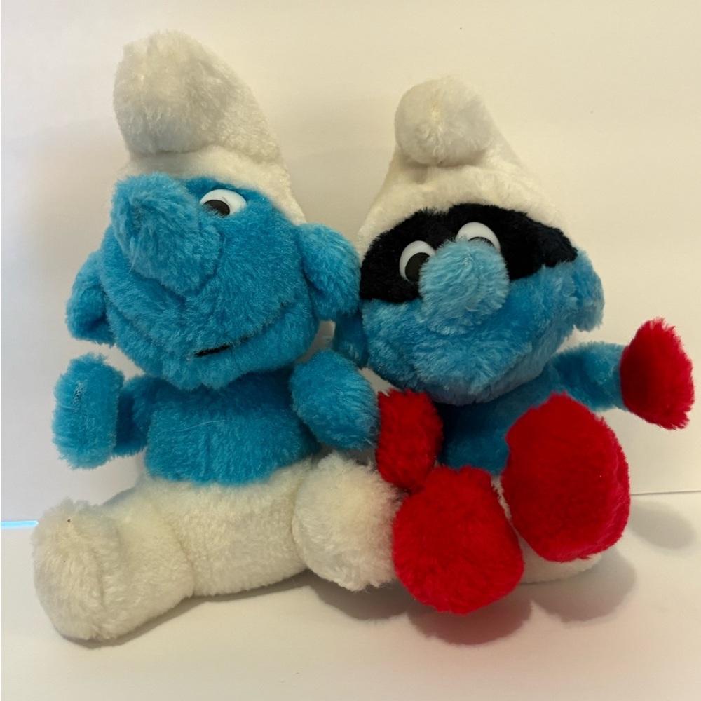 Blue and White Plush Smurf Stuffed Animals